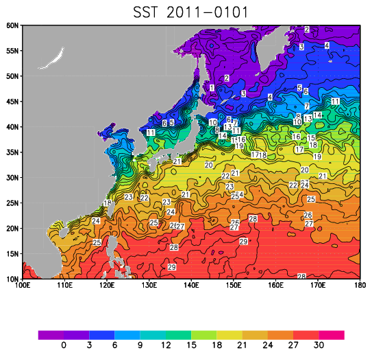 日本付近の海面水温