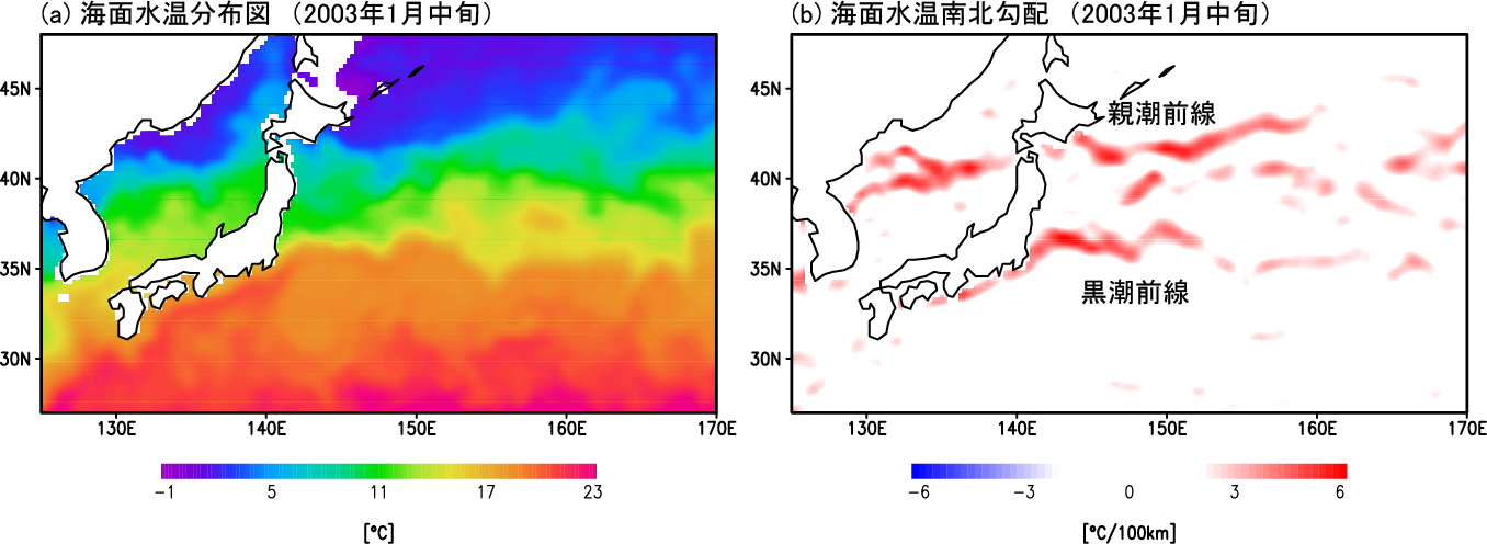 海面水温分布とその南北勾配