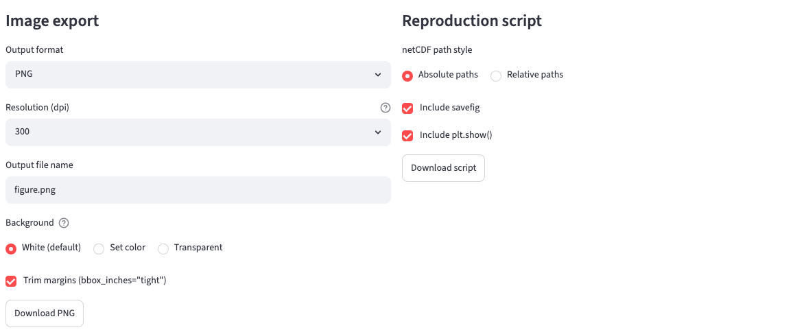 Image export and reproduction script