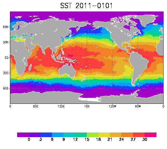 2011年1月1日の海面水温